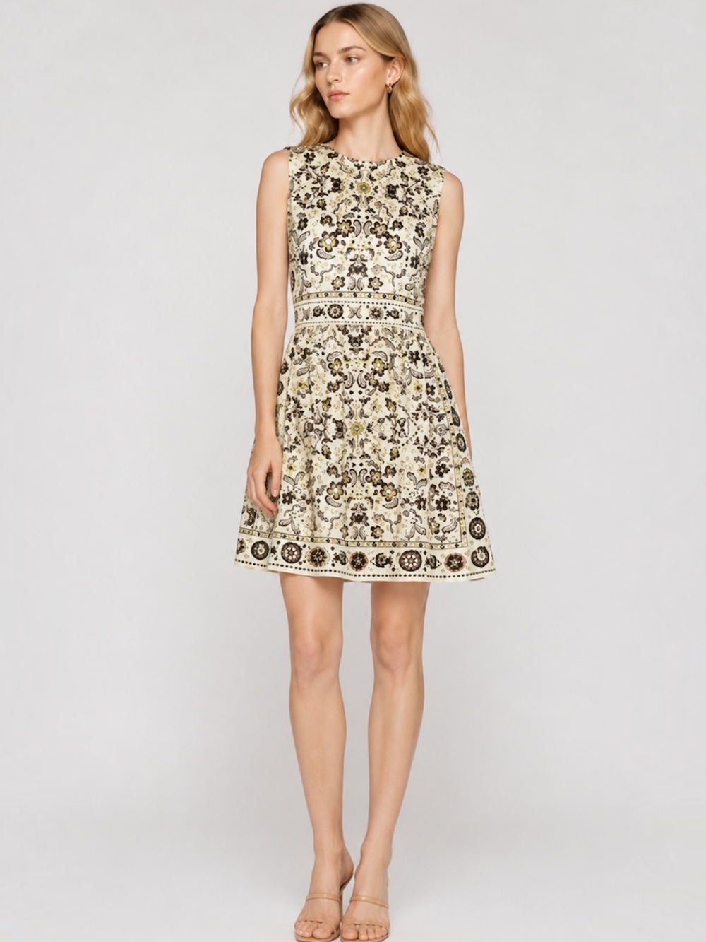 Tory Burch Pisces Dream Print Silk Dress Ivory Floral Luxury Designer Size 8